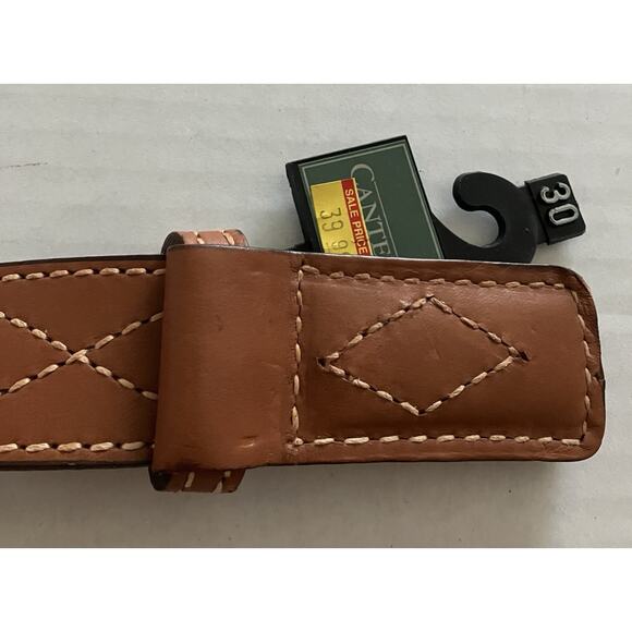 Womens Canterbury Belt Buckle-less Top Grain Cowhide Figure 8 Stitching Brown 30 - Picture 3 of 6